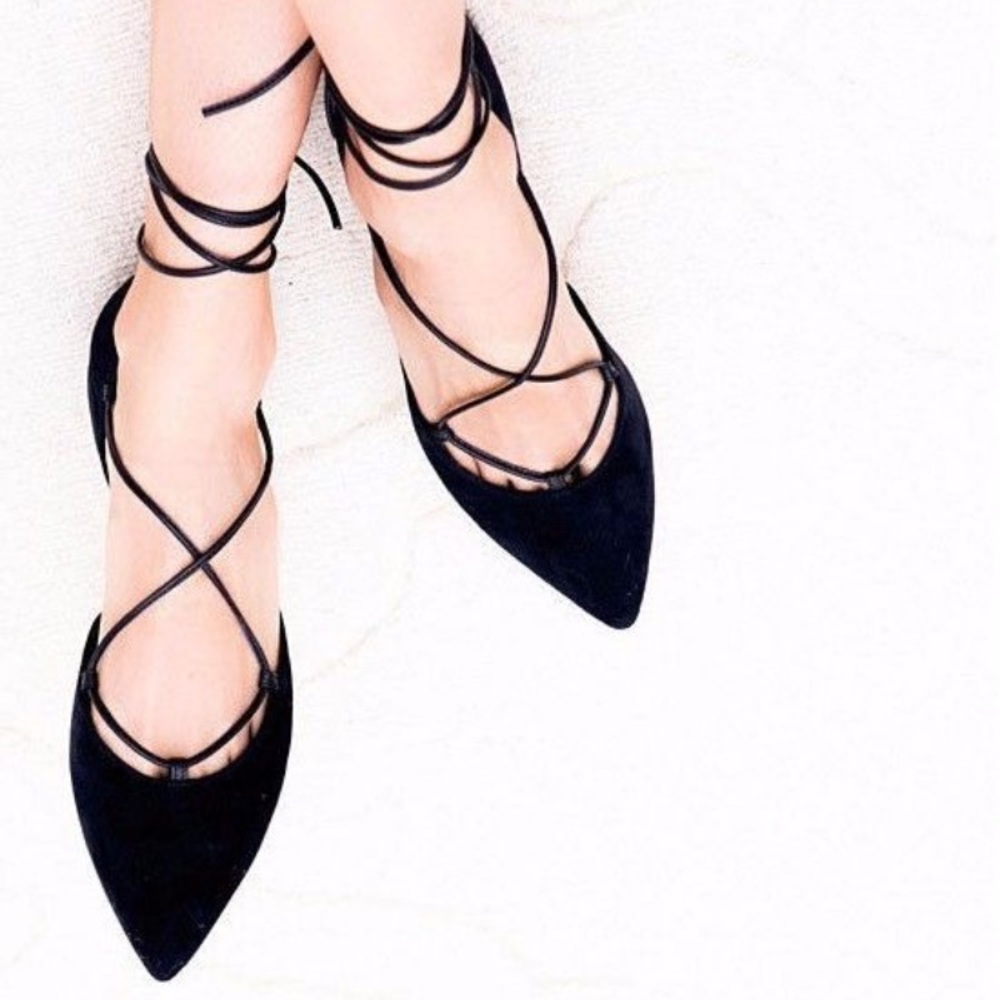 Stuart Weitzman Lace Up Flats